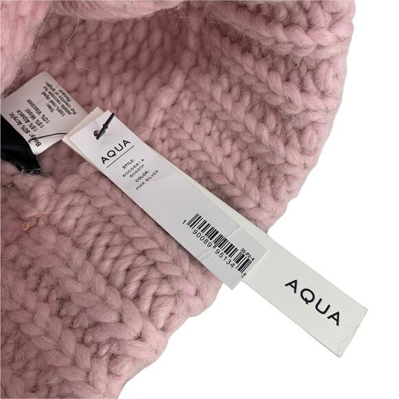 Light Pink & Silver Wool Blend Beanie Hat Genuine Raccoon Fur Pom-Pom by AQUA main image 5